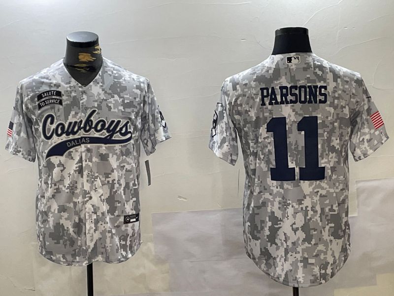 Men Dallas Cowboys 11 Parsons Nike Arctic Camo 2024 Salute to Service Limited NFL Jersey style 1
